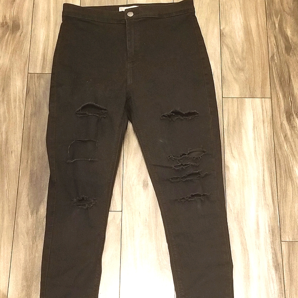 TOPSHOP black high waisted super skinny jeans